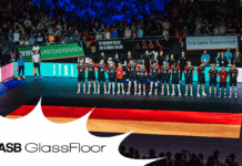 First-Ever International Volleyball Match Played on Glass Video Sports Floor