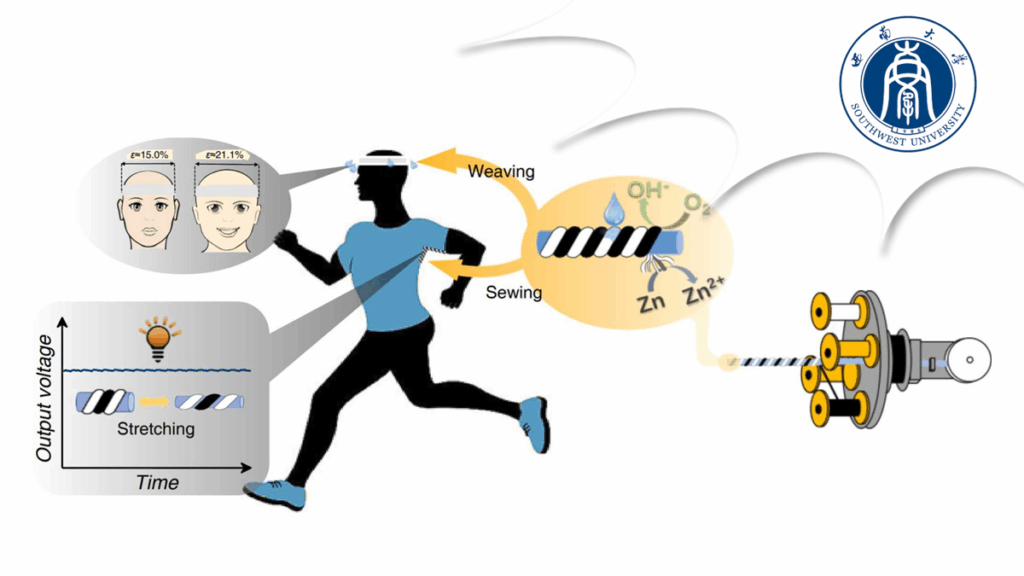 Stretchable Sweat-Activated Yarn Batteries for Textile Electronics