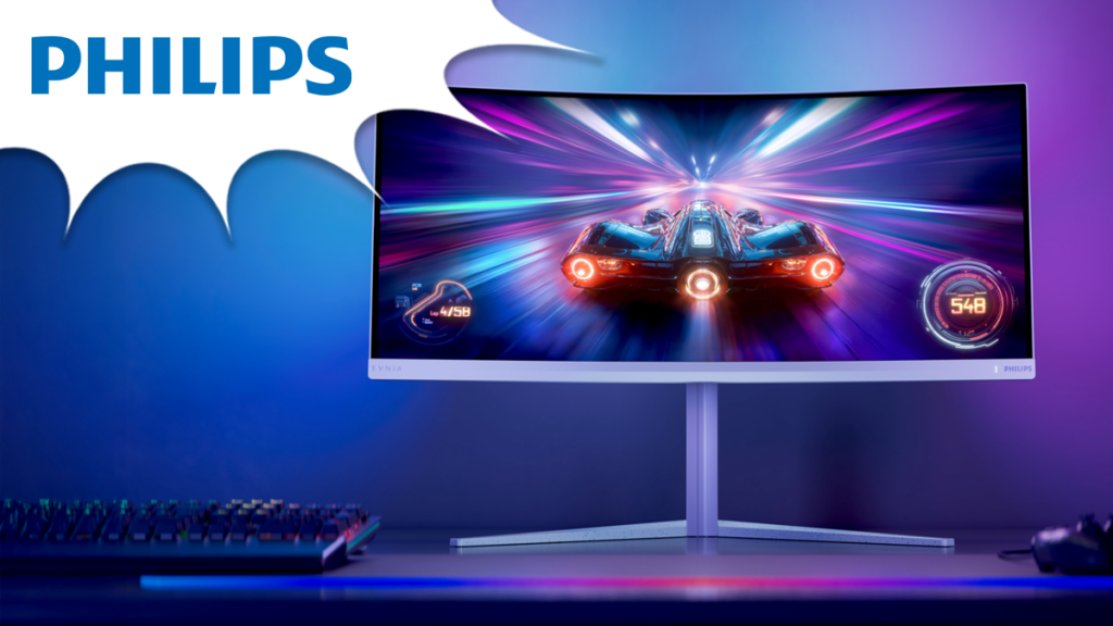 New Philips Evnia 34M2C5601QA: 34″ Curved Ultrawide 200 Hz with AI-Enhanced Ambiglow
